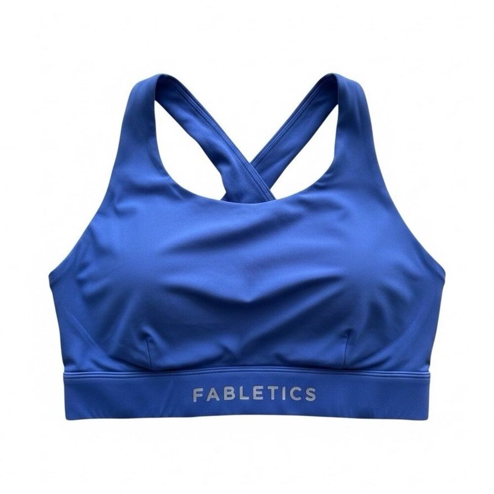Fabletics Women's Blue Crossback Sports Bra Size S Padded Sports Athletic